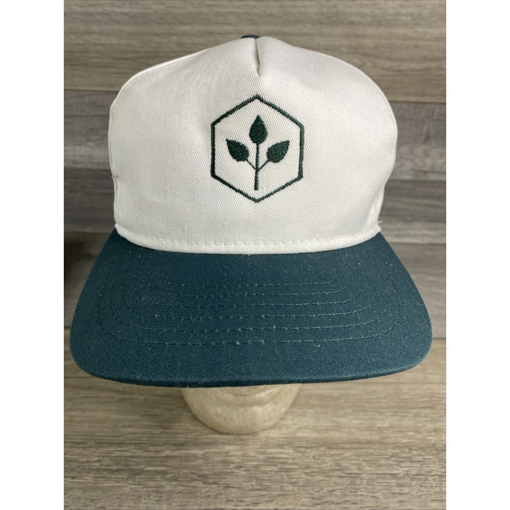 Vintage Hat Cap Snapback White w Green Rim  Farming Seed Swingster USA Made‎